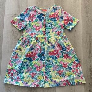 valentines dress floral‎ with pockets blue pink size 9/10Y Really cute